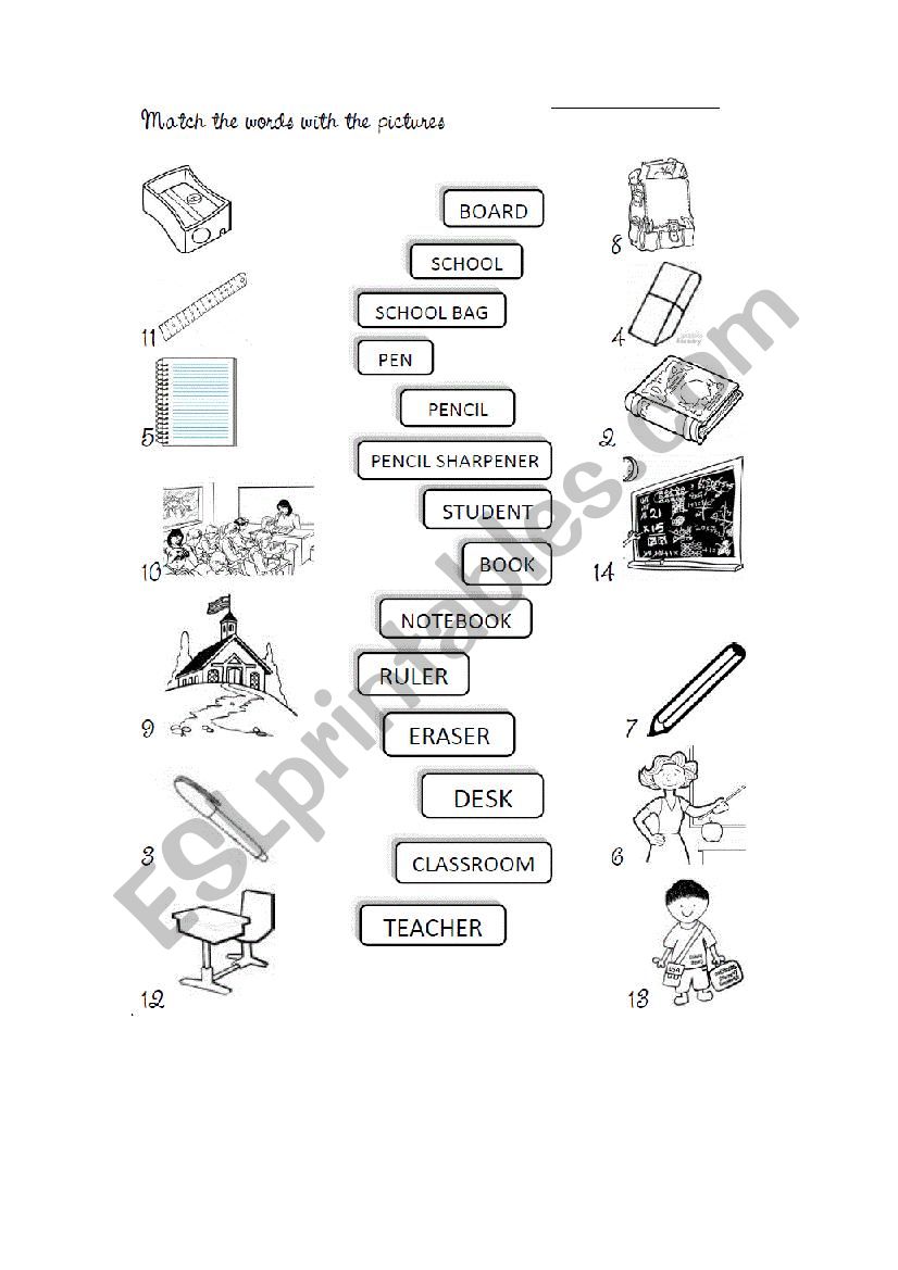 School Object worksheet