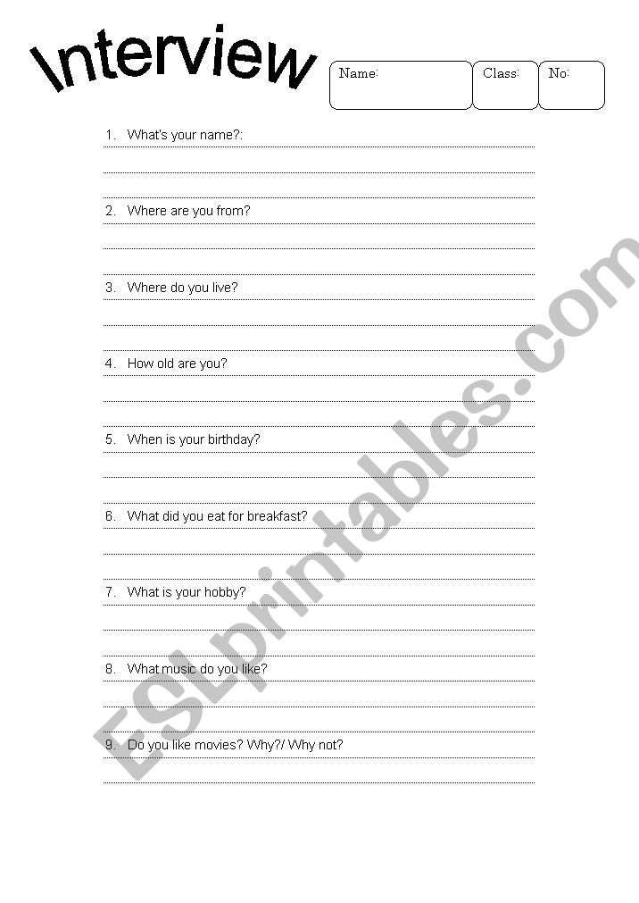 Interview worksheet