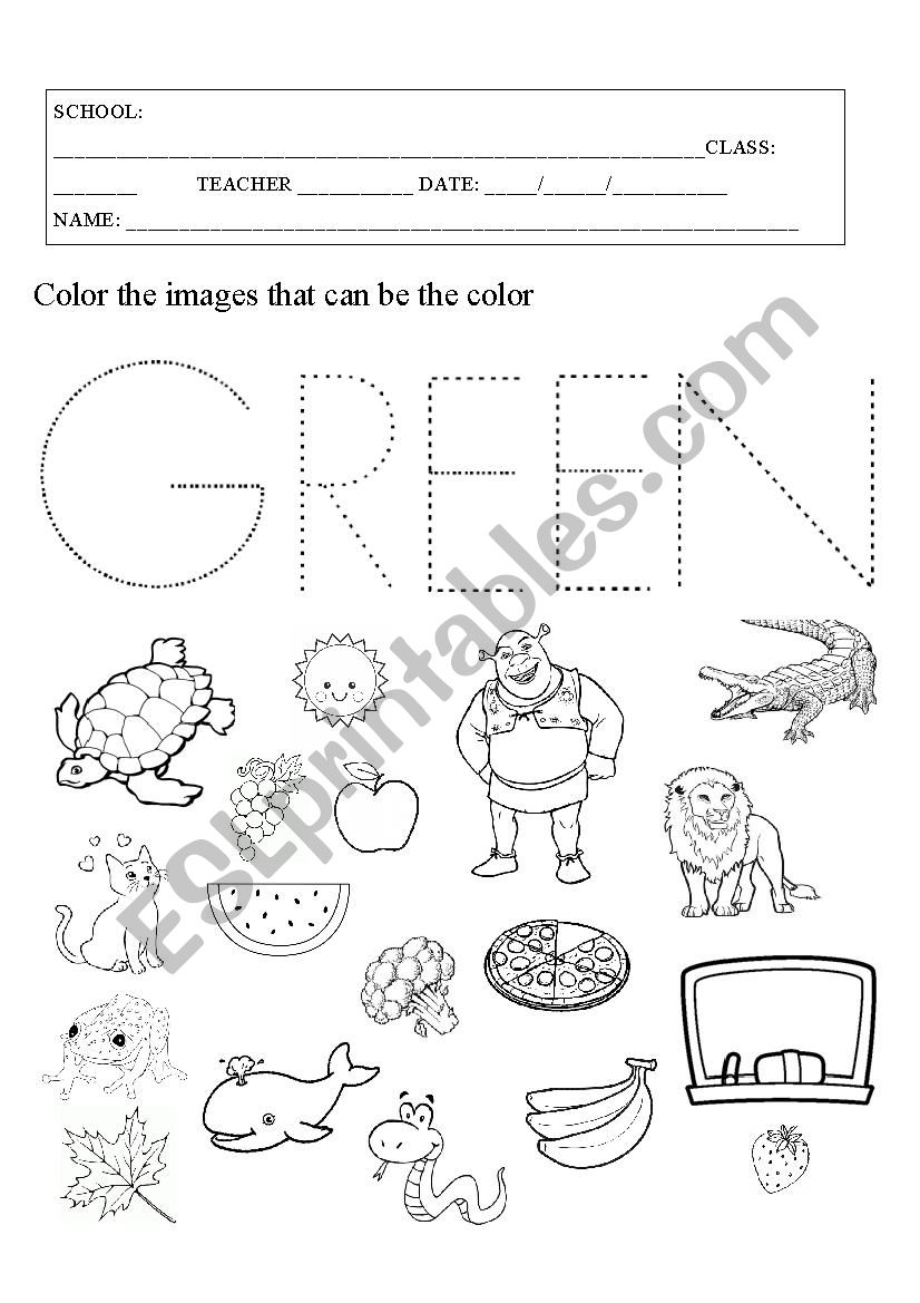 Coloring - green  worksheet