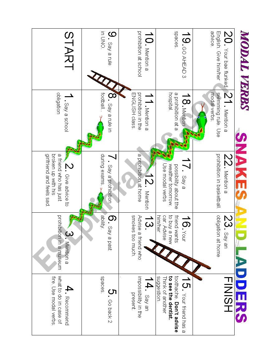 MODAL VERBS SNAKES AND LADDERS