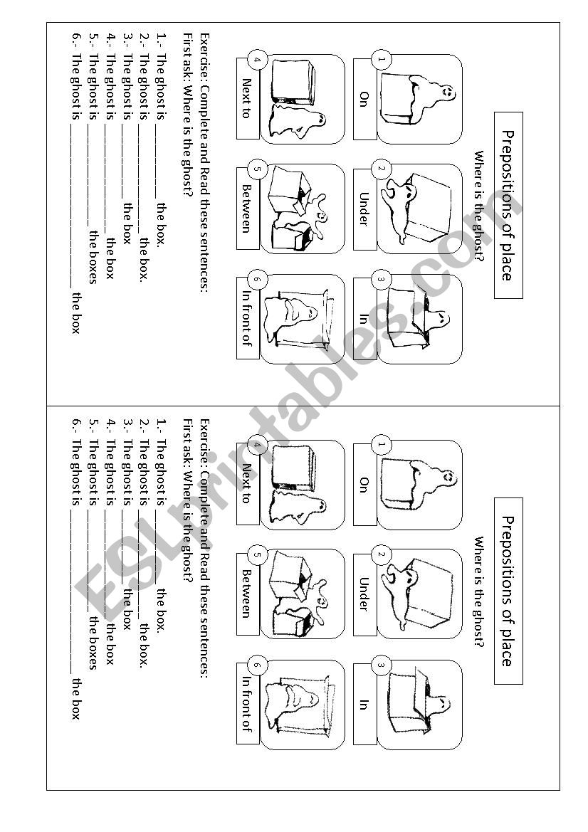 Prepositions of place worksheet