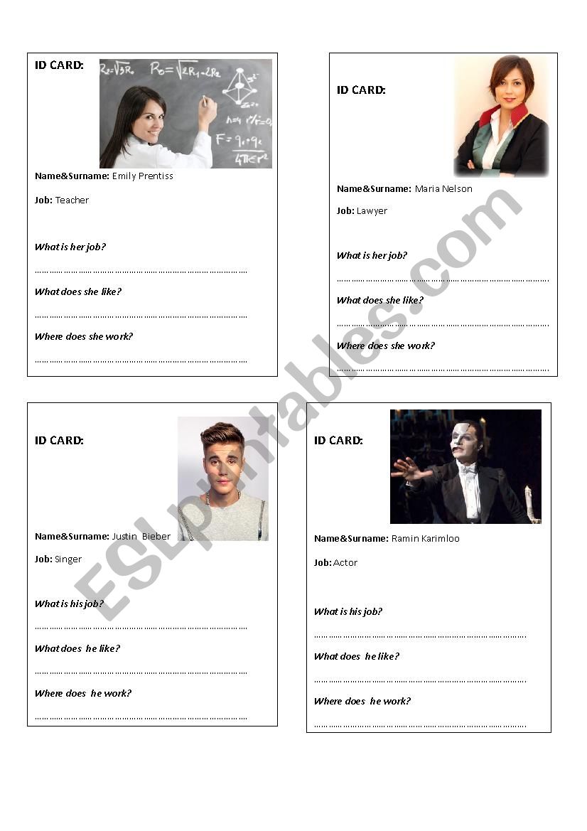 jobs words&exercises worksheet