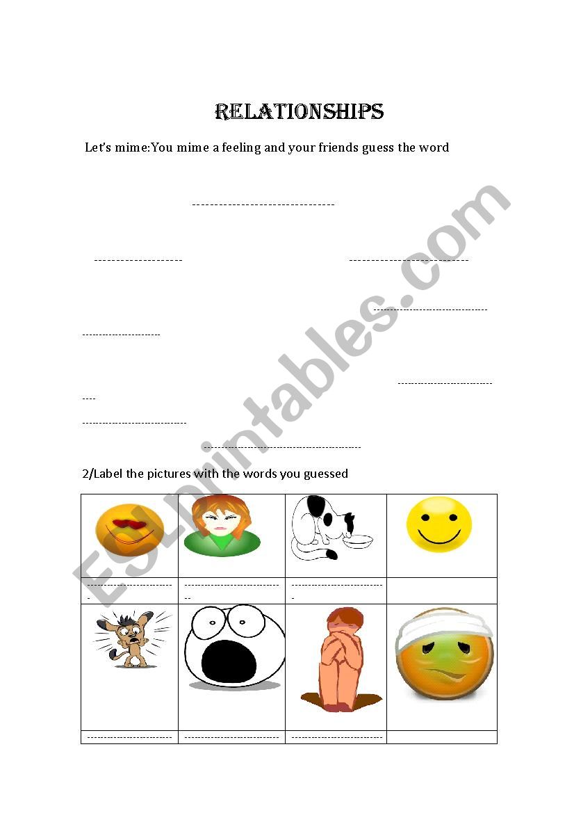 Relationship worksheet