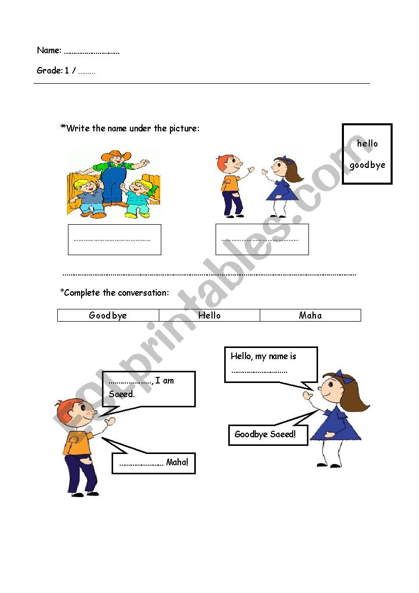 Hello Goodbye Worksheet Esl Worksheet By Sweetyme