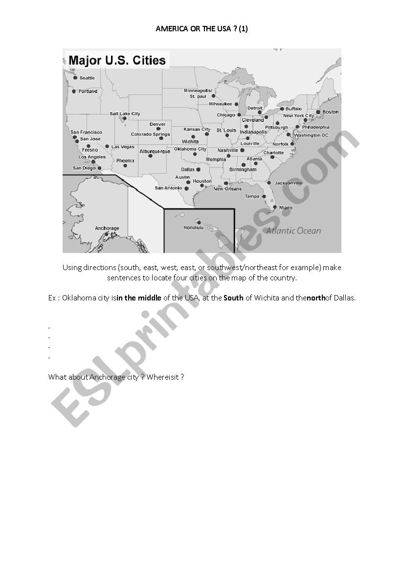 AMERICA USA worksheet