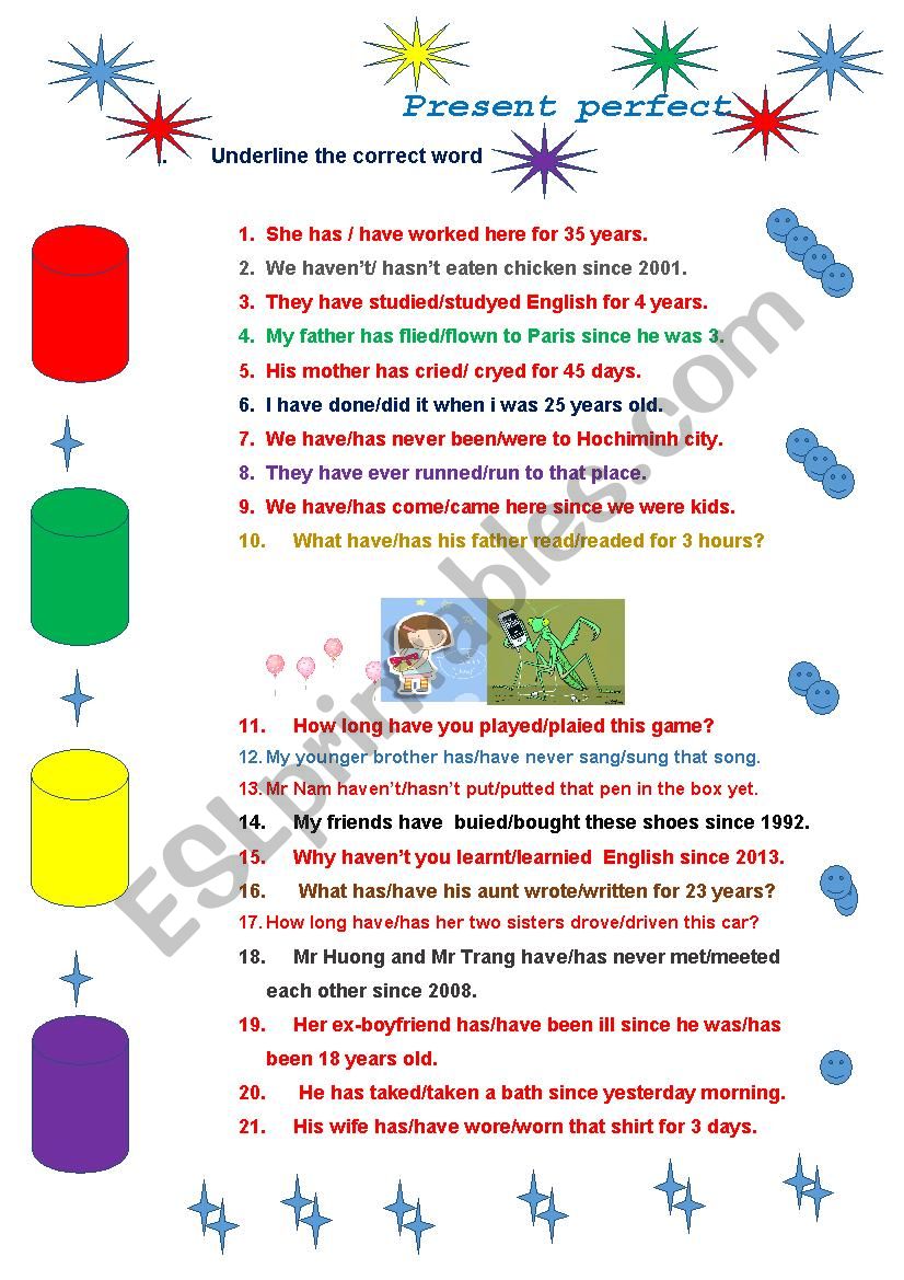 present perfect tense worksheet