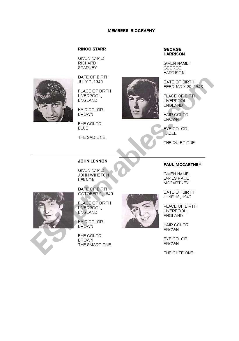 Information about the Beatles / members
