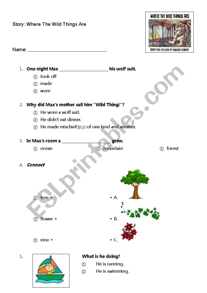 Where the Wild Things are worksheet