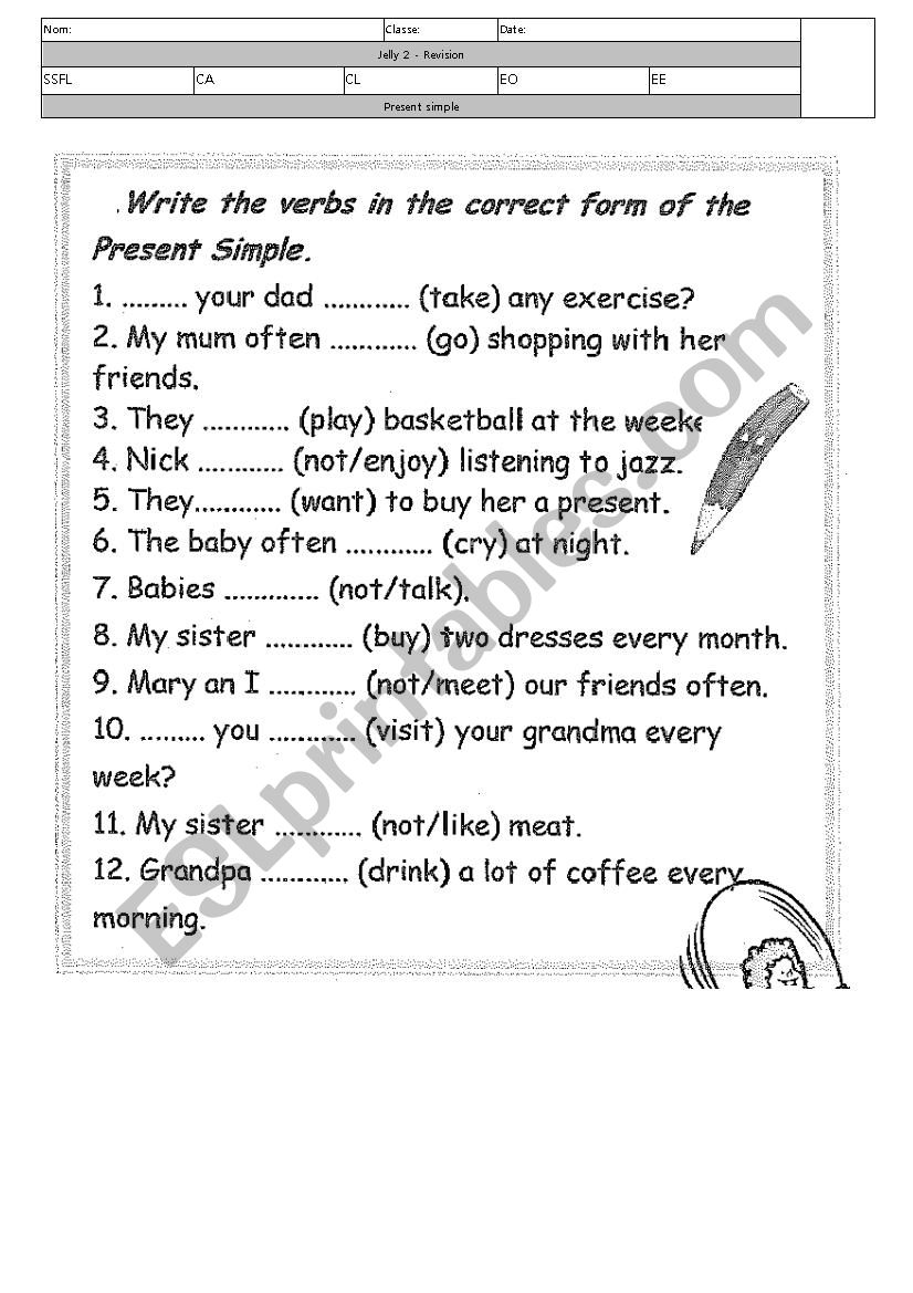 Present simple Test worksheet