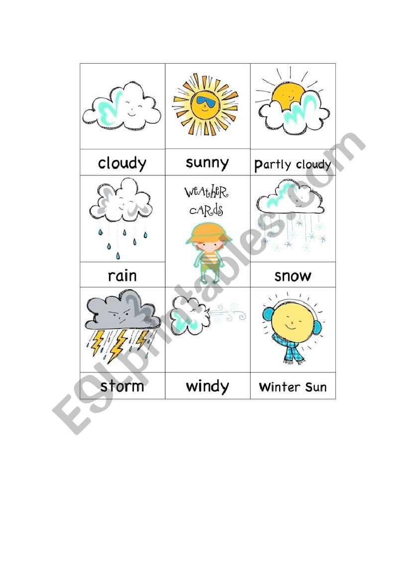 Weather flash cards worksheet