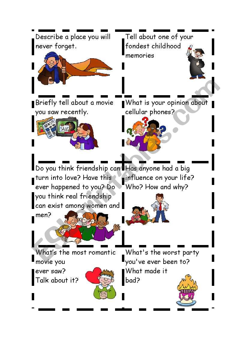 speaking cards set 2 worksheet