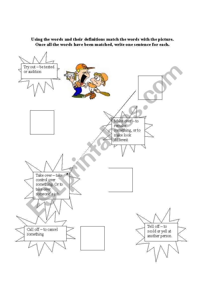 English Worksheets Two Word Verbs