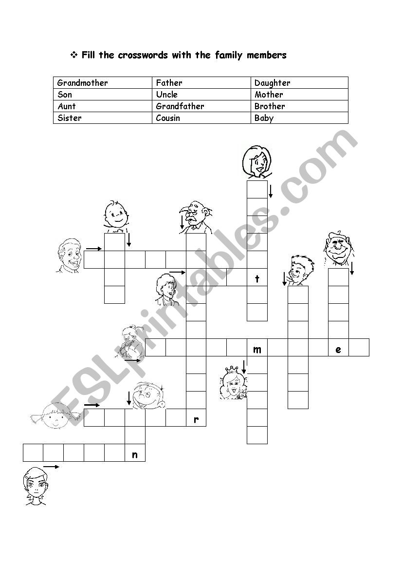 Family Members worksheet