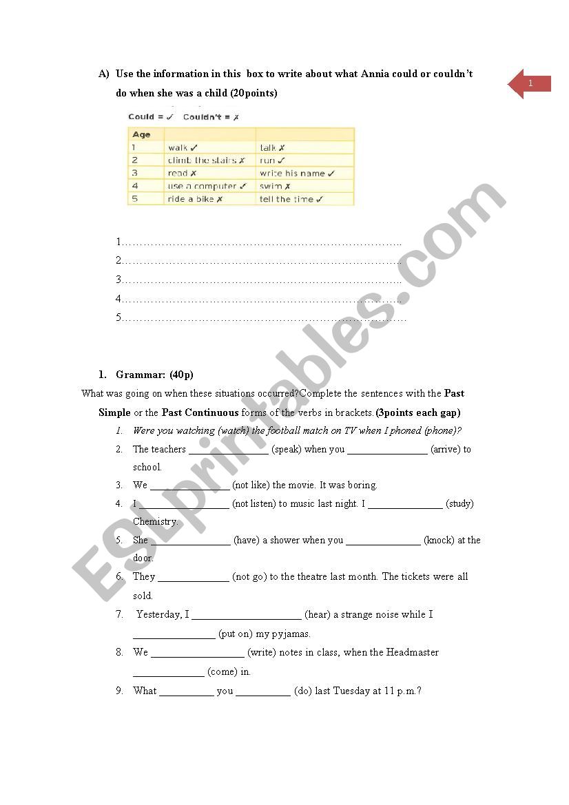 past tenses worksheet
