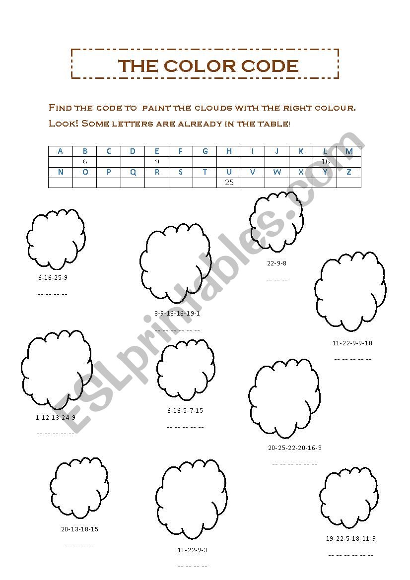 The color code worksheet