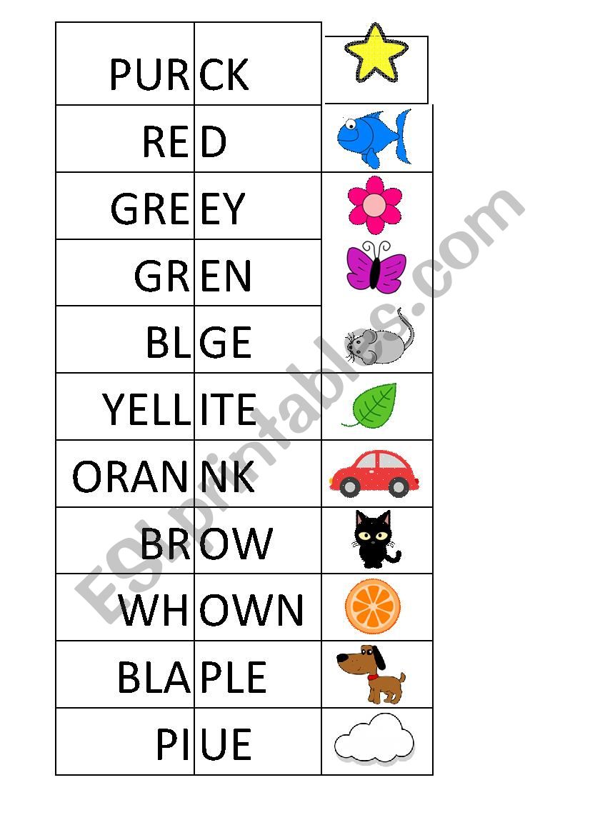 Colours puzzle worksheet