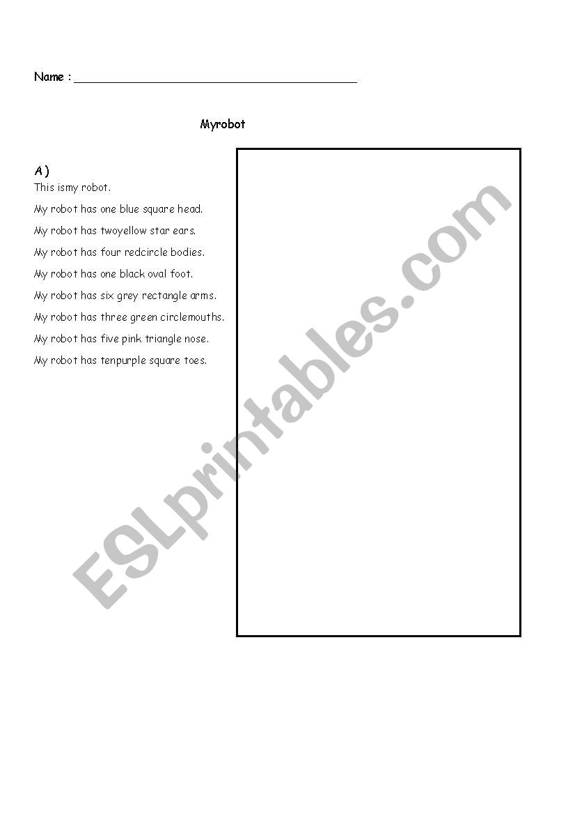 Robot description worksheet