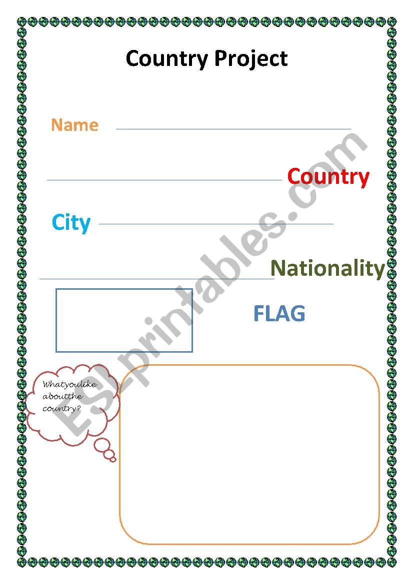 country project for kids worksheet