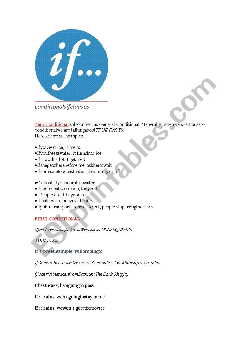  conditionals if clauses worksheet