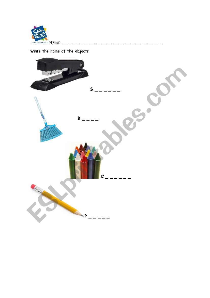 School objects worksheet
