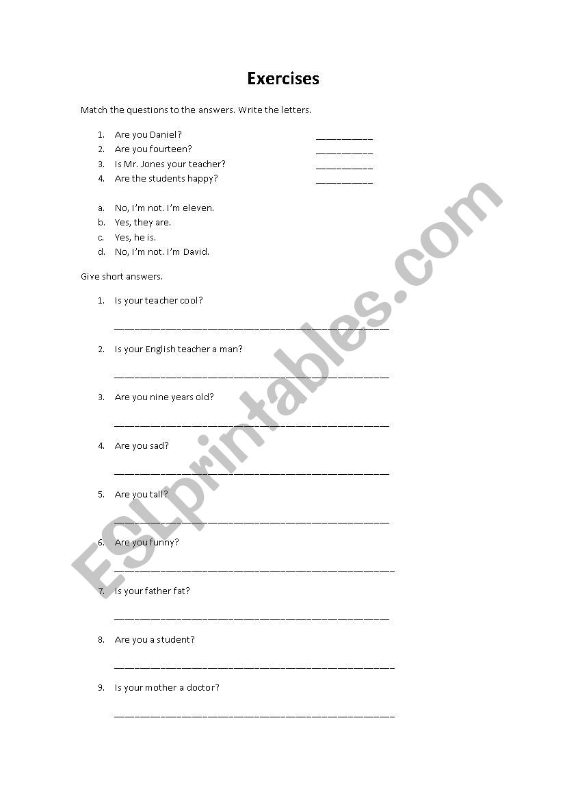 Verb TO BE worksheet