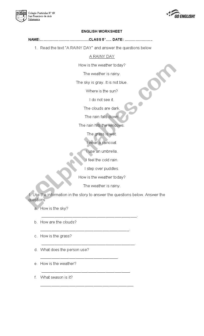 Hows the weather?  worksheet