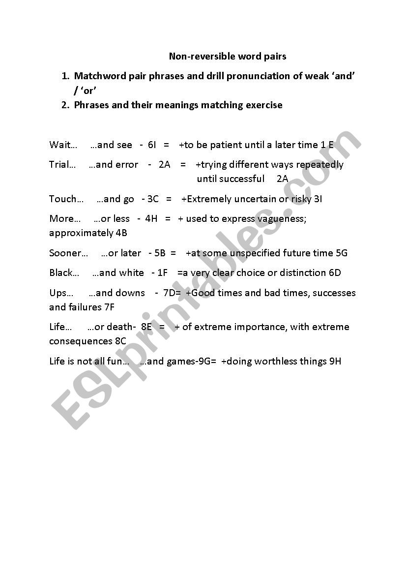 International Space Station Article, Non-reversible Word Pairs