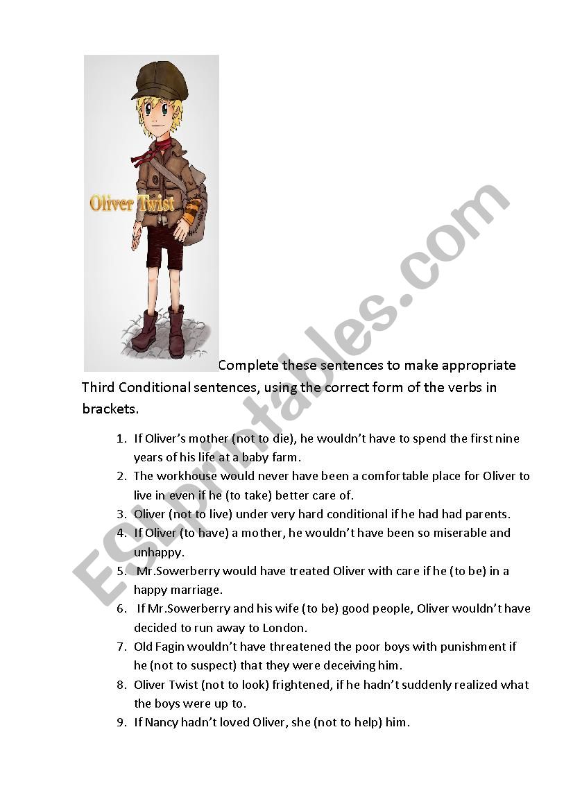 onditionals. Oliver Twist worksheet