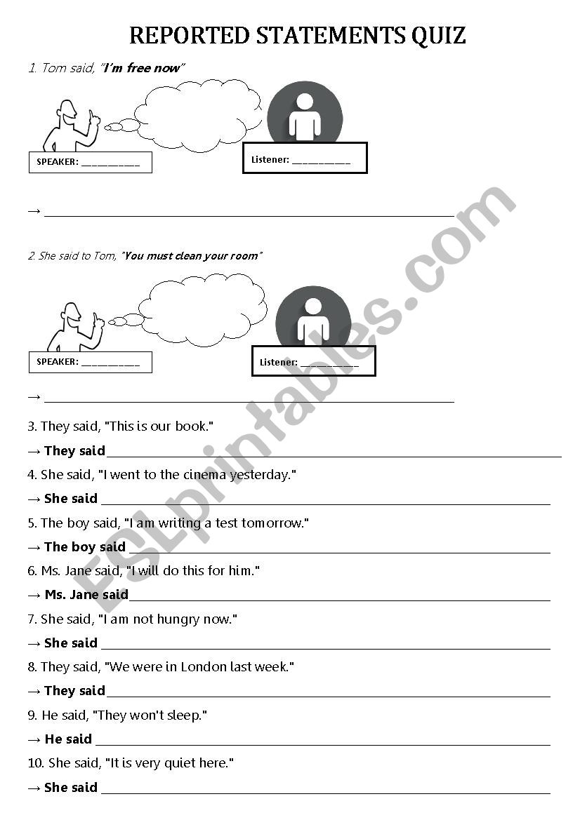 REPORTED STATEMENTS worksheet