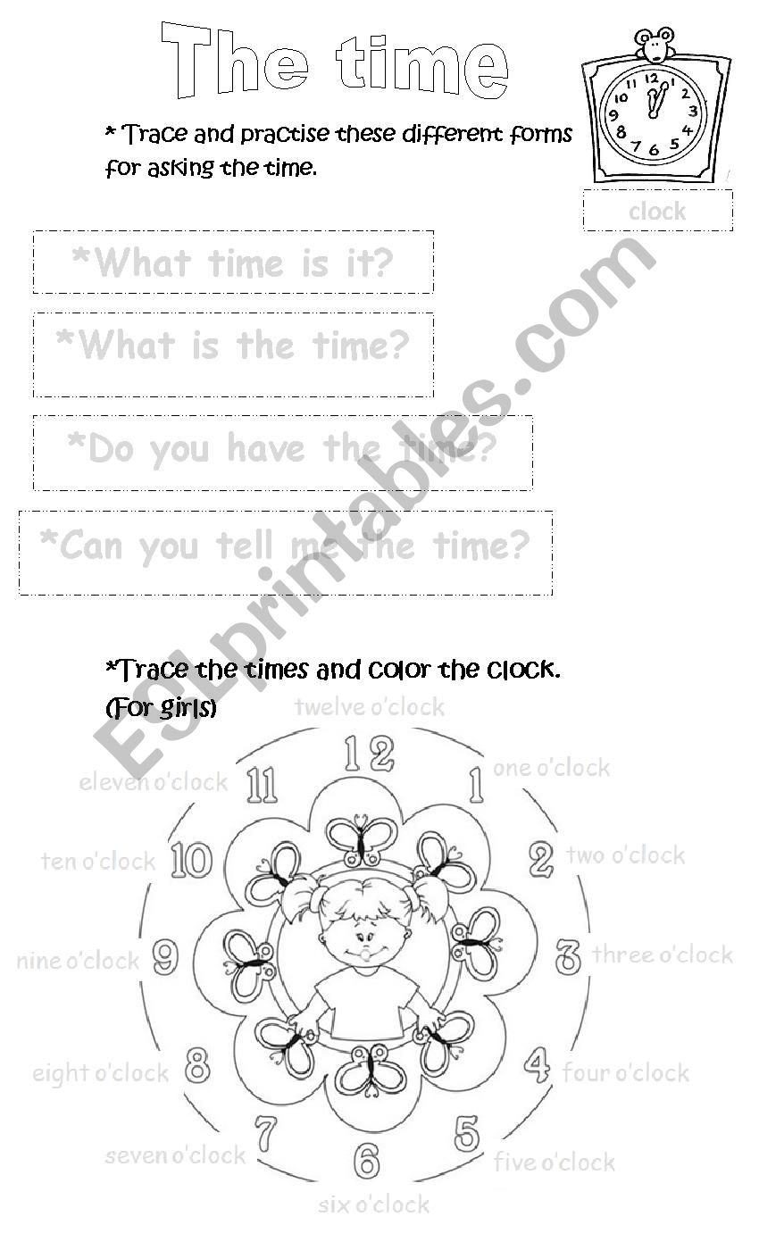 Time  and watch tracing worksheet