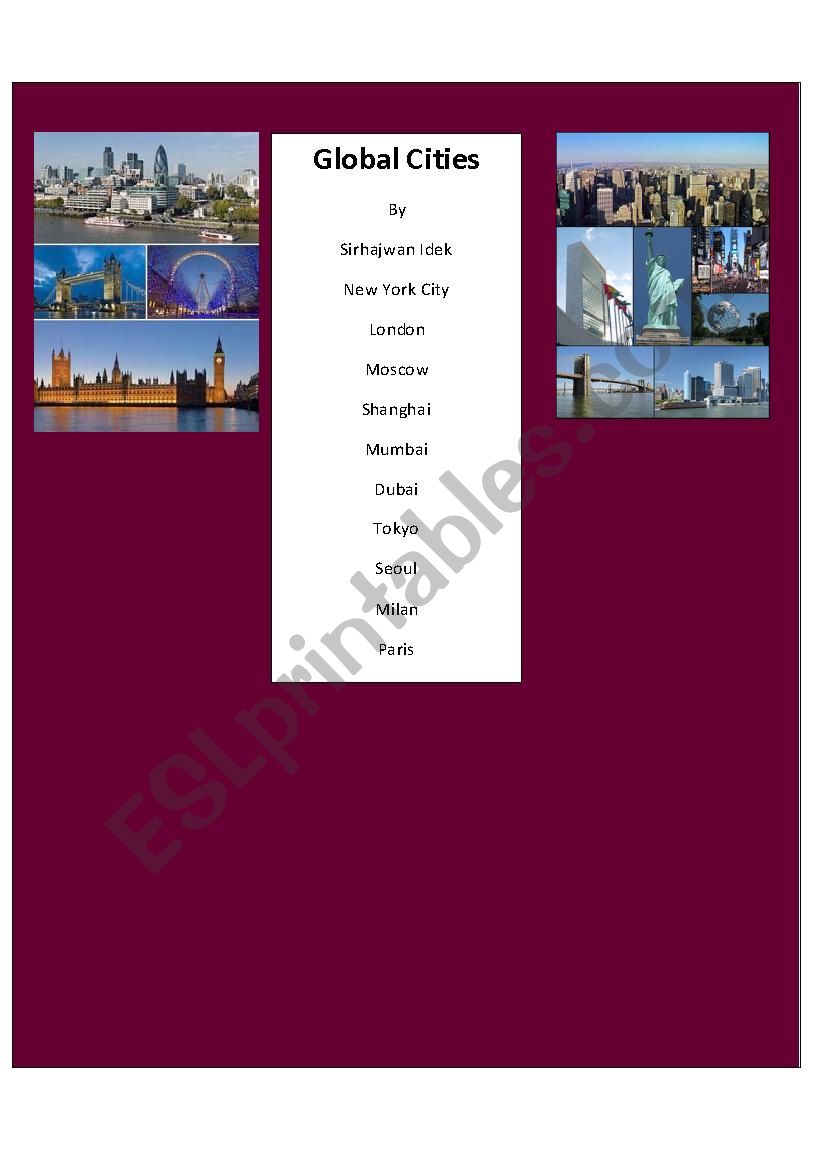 Top Global Cities Series 1 worksheet