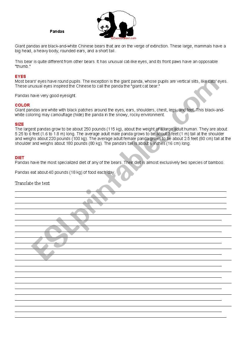 PANDAS worksheet