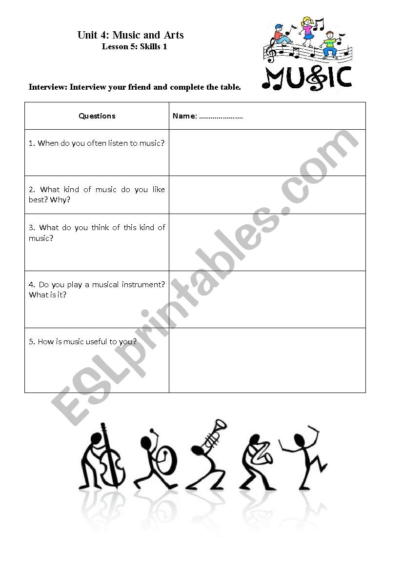 Music worksheet