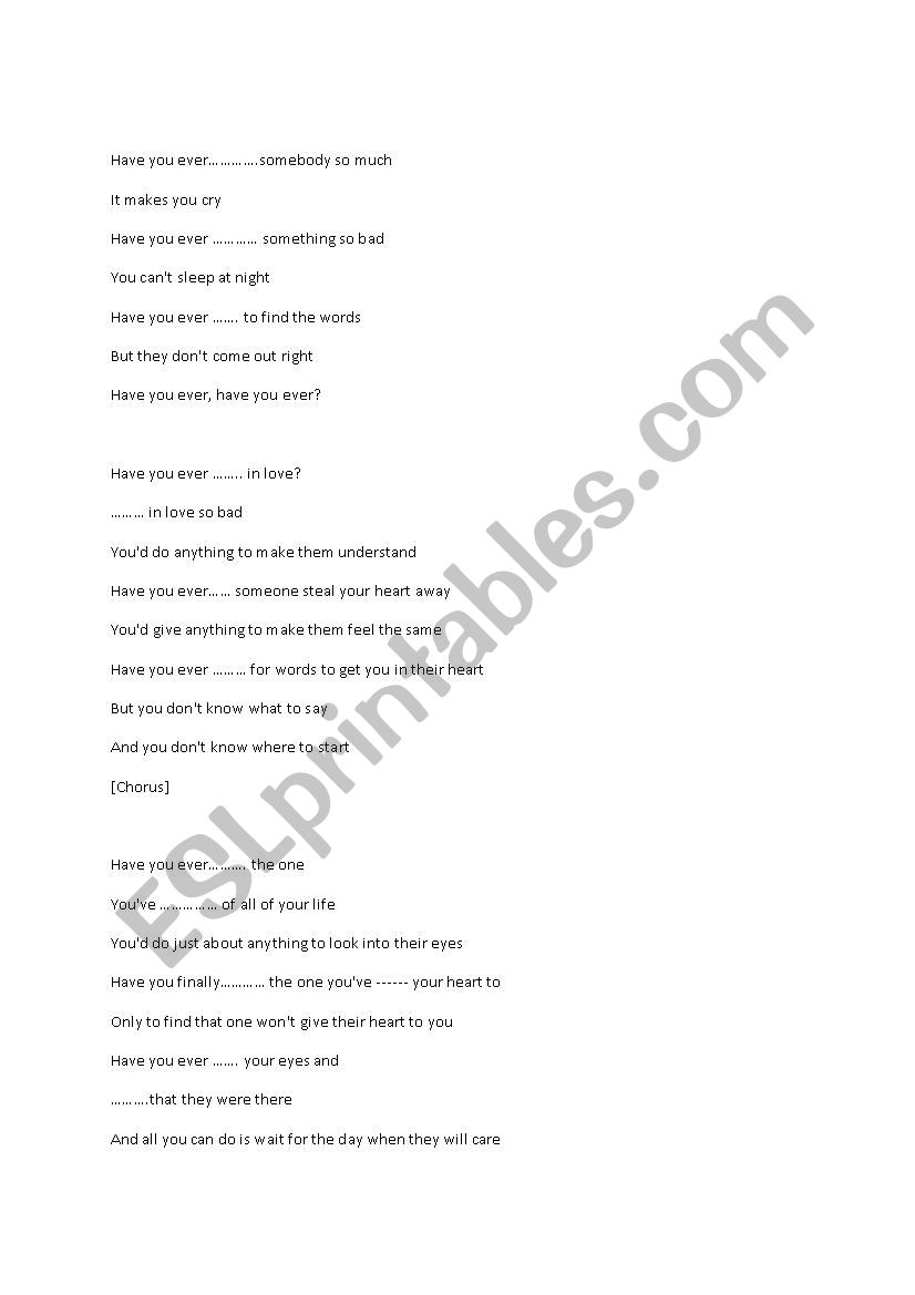 A Present Perfect Song worksheet