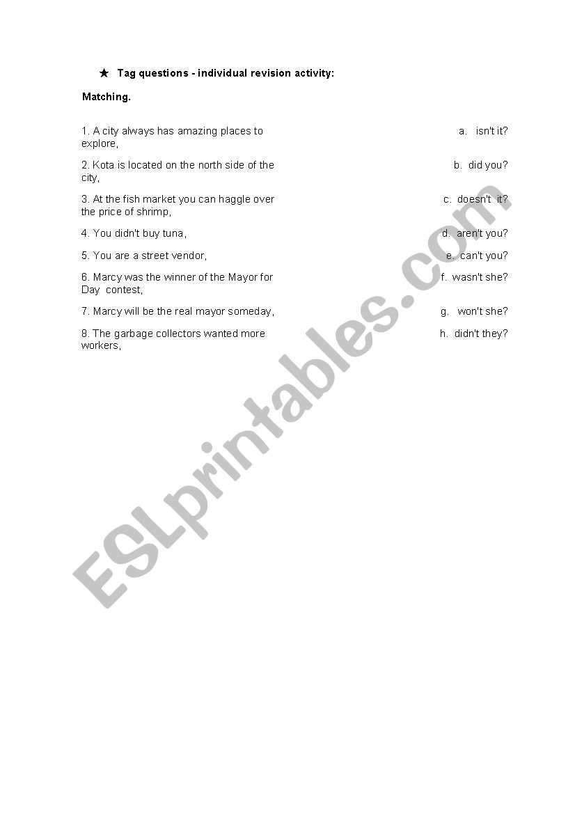 Tag Questions worksheet