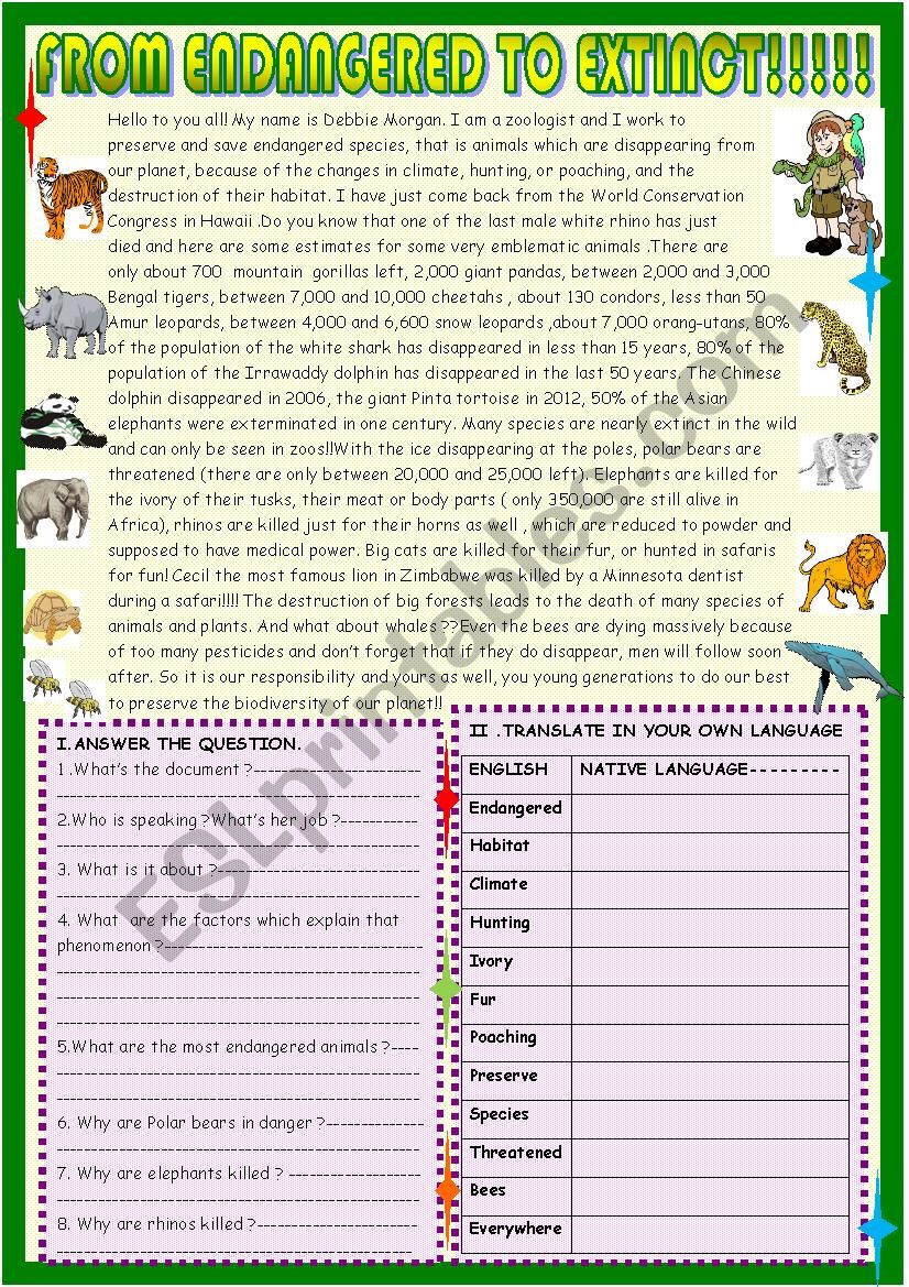 From endangered to extinct : updated reading