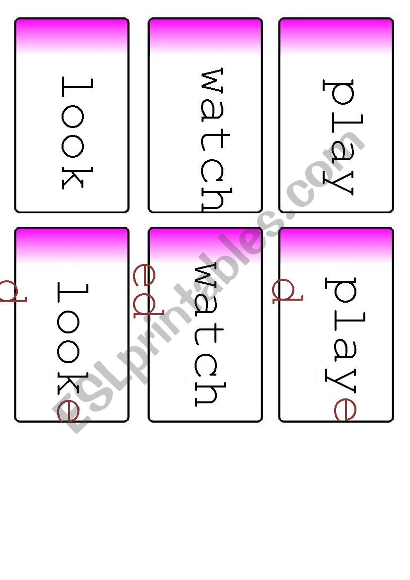 Past simple regular cards worksheet