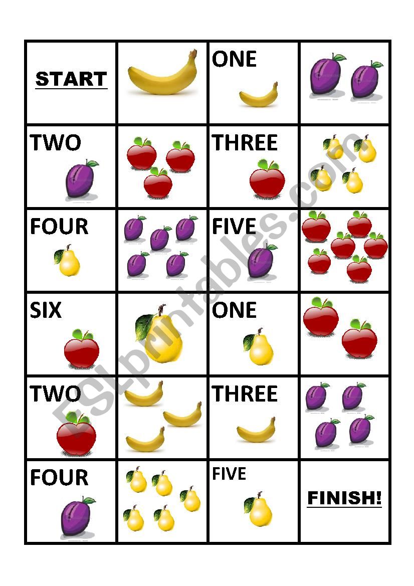 Fruit and numbers (1-5) domino for little kids