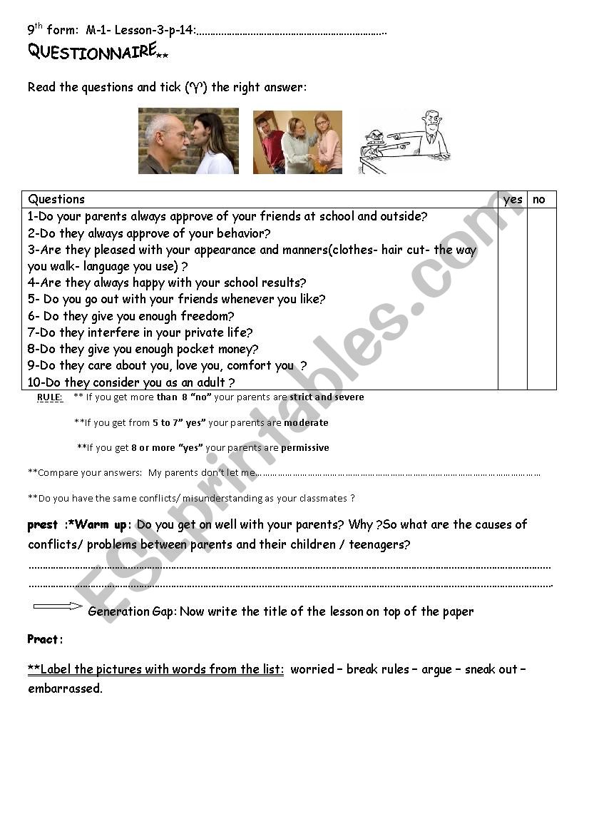 the generation gap worksheet