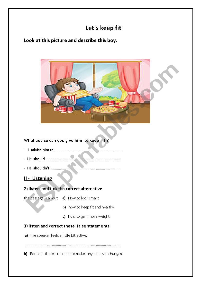 Lets keep fit worksheet