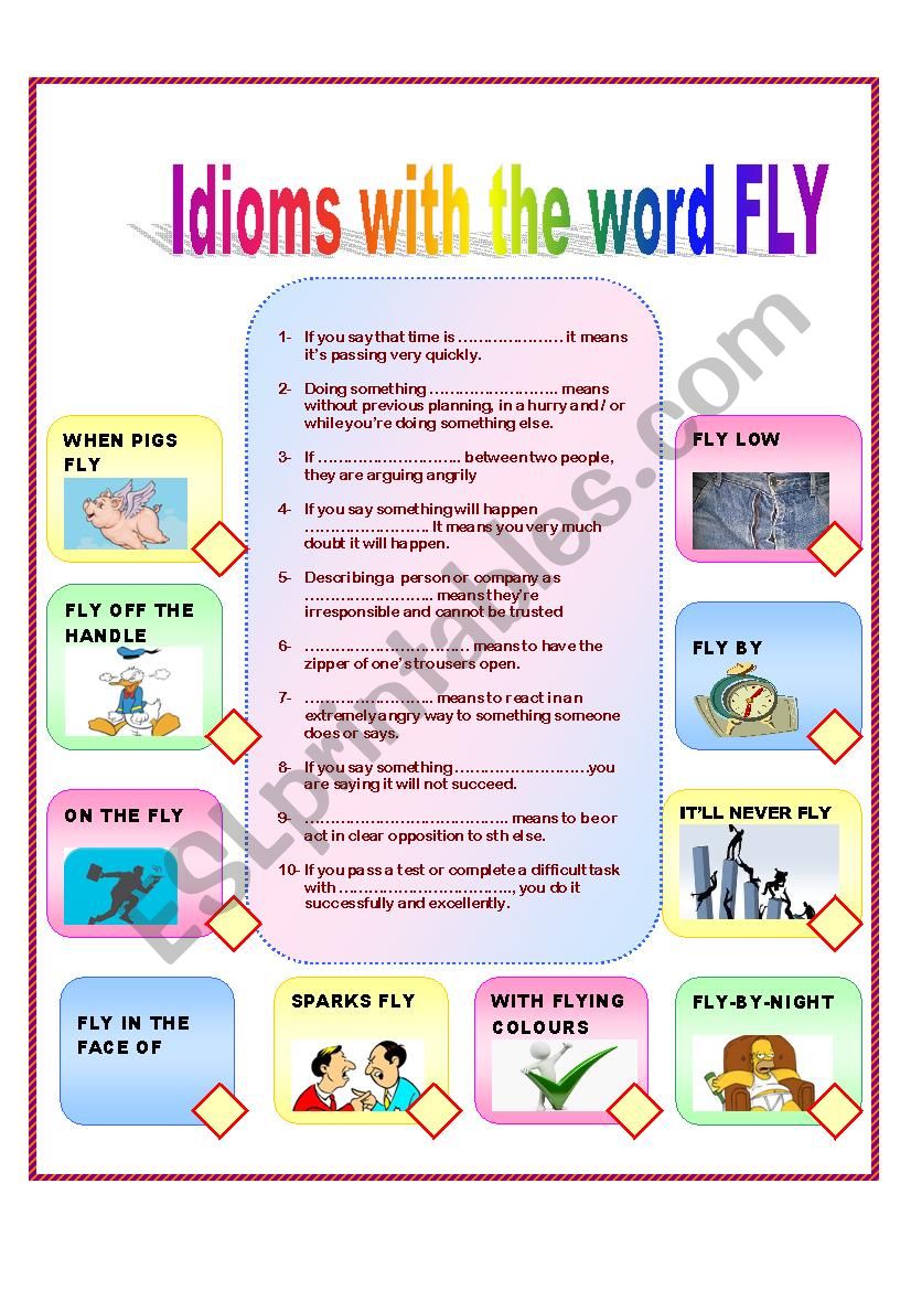 Idioms with the word FLY worksheet