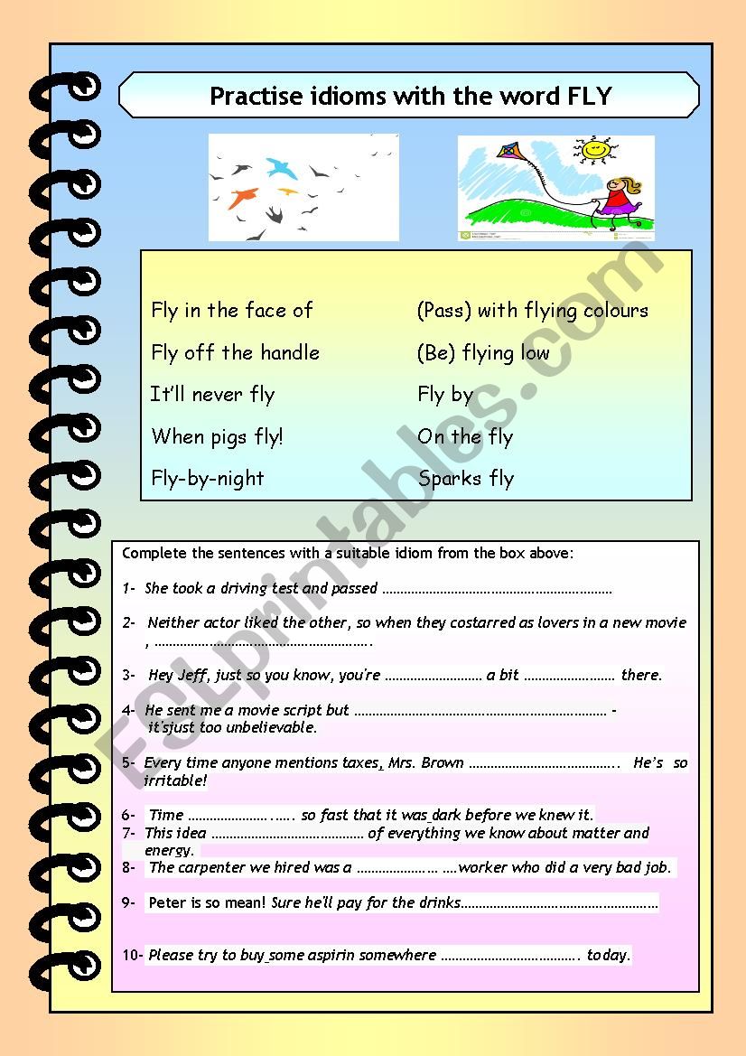 Practise some idioms with the word FLY