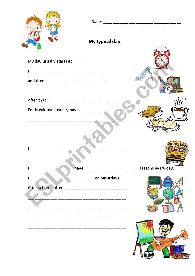 My typical day worksheet