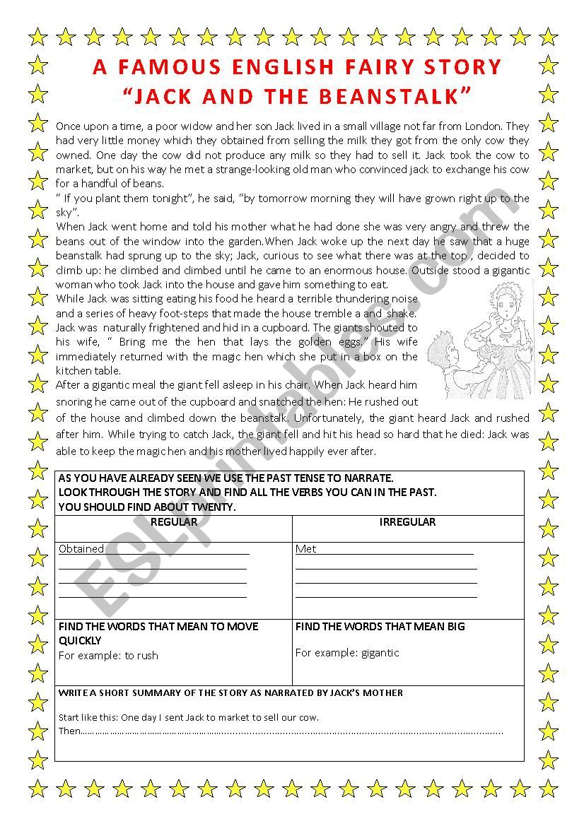 JACK AND THE BEANSTALK worksheet