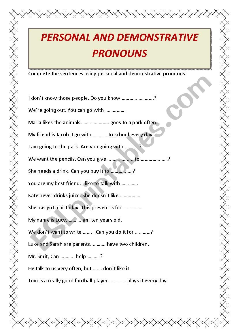 Personal and demonstrative pronouns