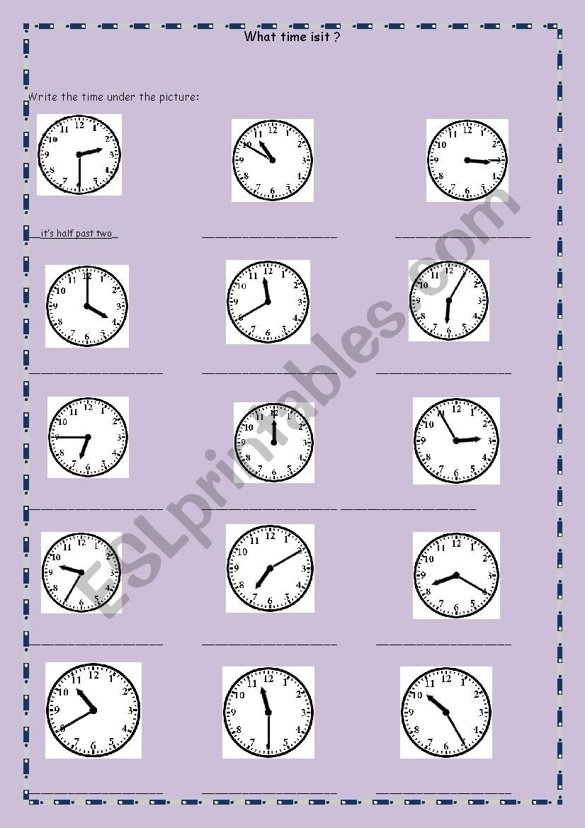 What time is it?  worksheet