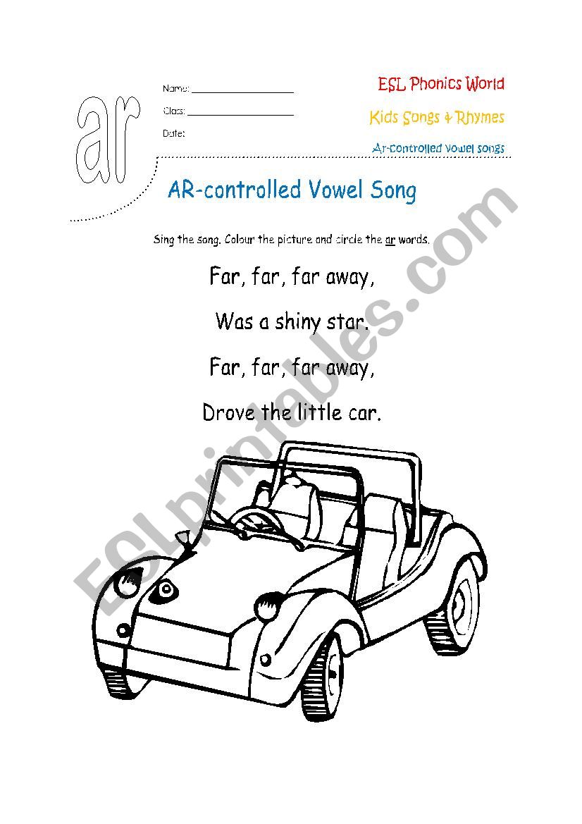 Phonics r controled sound  worksheet