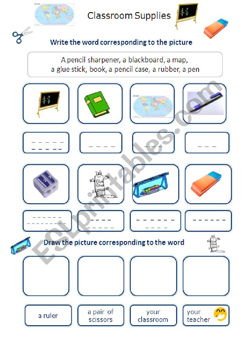 SCHOOL SUPPLIES worksheet