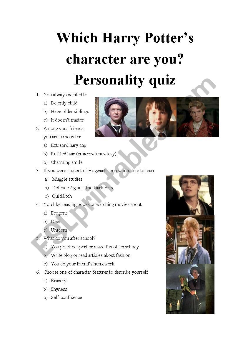 Which Harry Potters character are you? Personality quiz 14