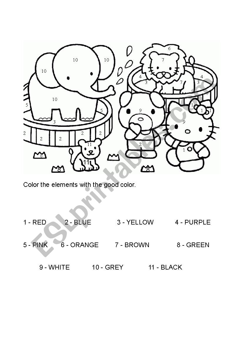 Hello Kitty color worksheet